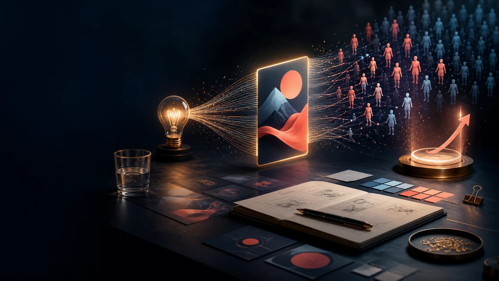 Illustration d’une campagne digitale qui relie une idée, une audience et une conversion.
